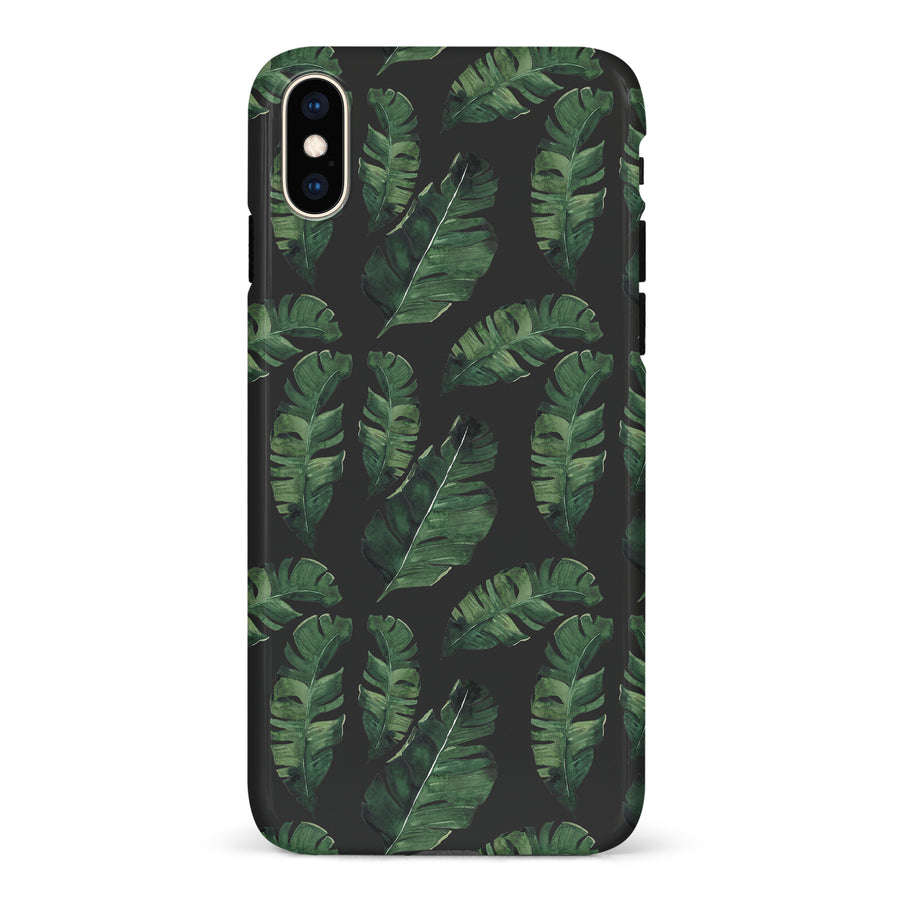 iPhone XS Max Banana Leaves Floral Phone Case in Black