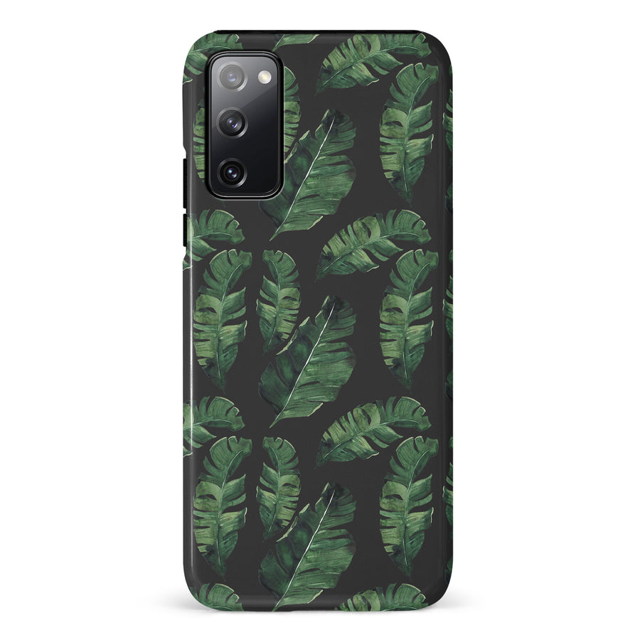 Samsung Galaxy S20 FE Banana Leaves Floral Phone Case in Black