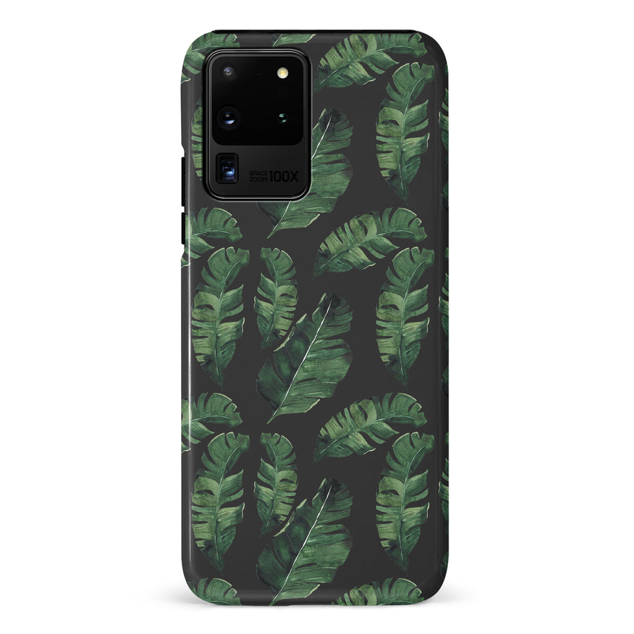 Samsung Galaxy S20 Ultra Banana Leaves Floral Phone Case in Black