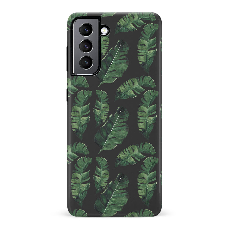 Samsung Galaxy S22 Banana Leaves Floral Phone Case in Black