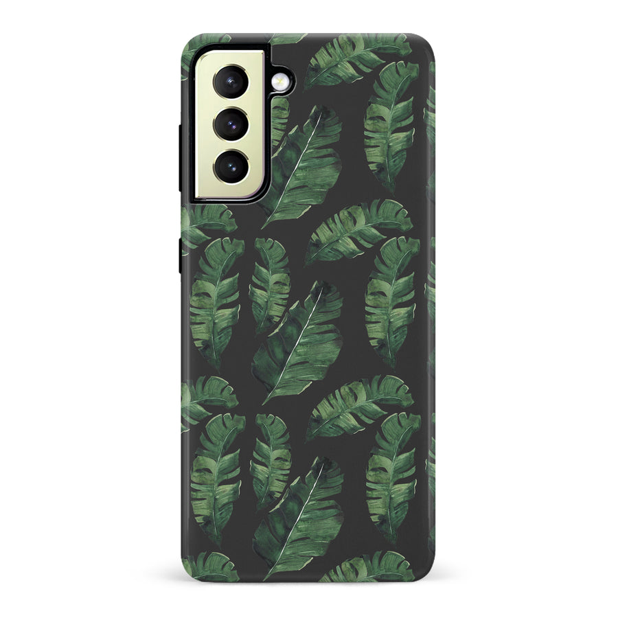 Samsung Galaxy S22 Plus Banana Leaves Floral Phone Case in Black