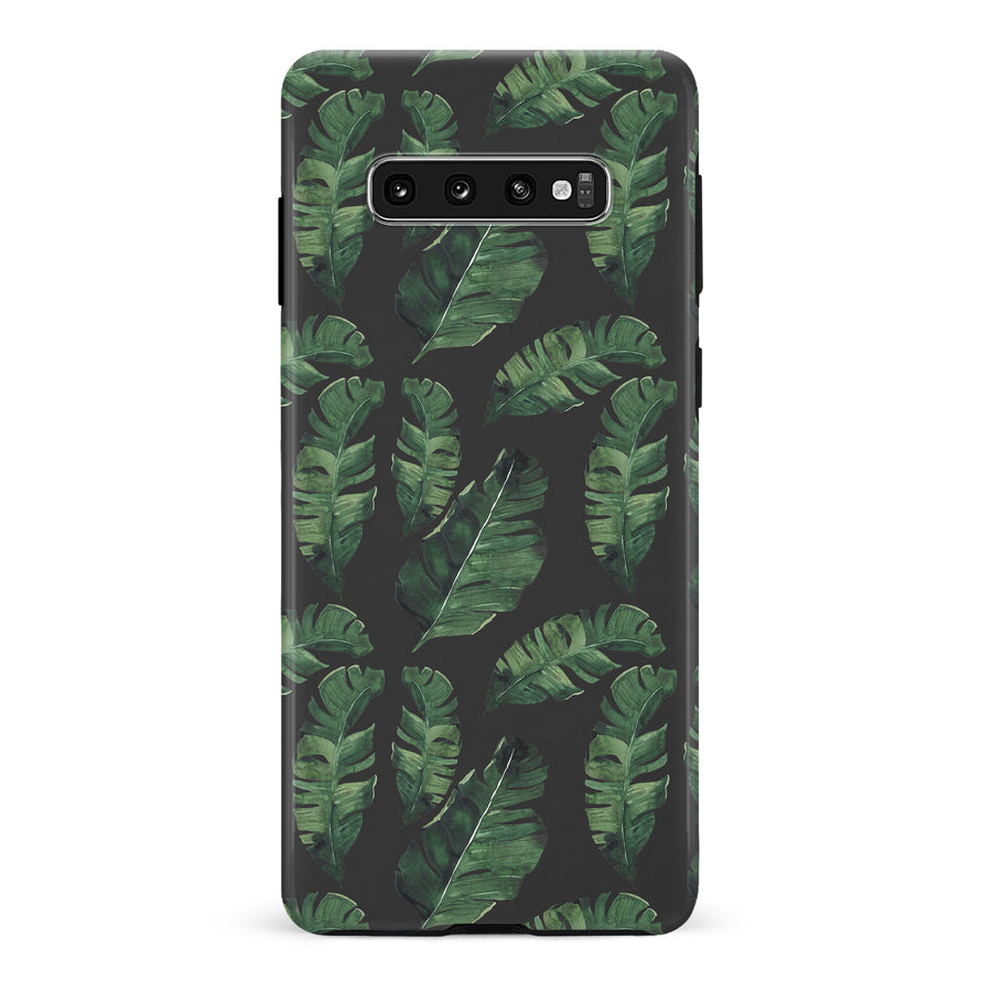 Samsung Galaxy S10 Plus Banana Leaves Floral Phone Case in Black