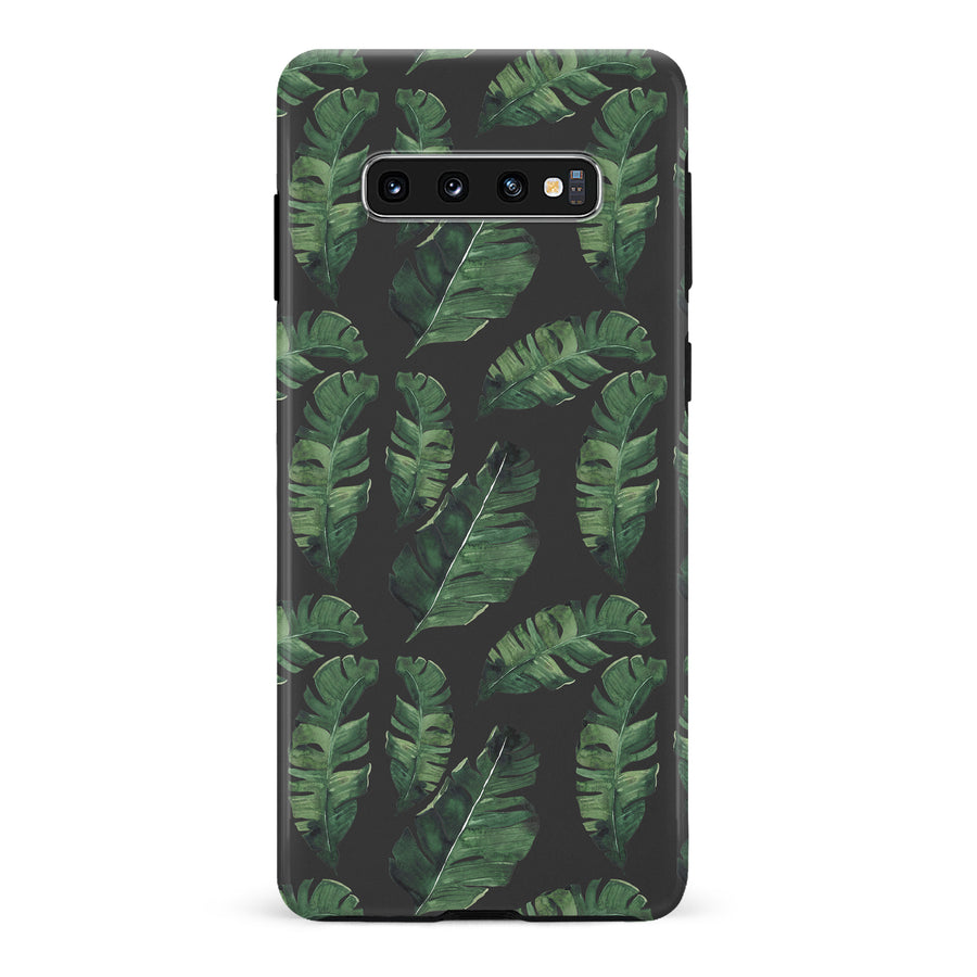 Samsung Galaxy S10 Banana Leaves Floral Phone Case in Black