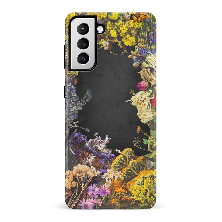 Samsung Galaxy S21 Dried Flowers Phone Case in Black