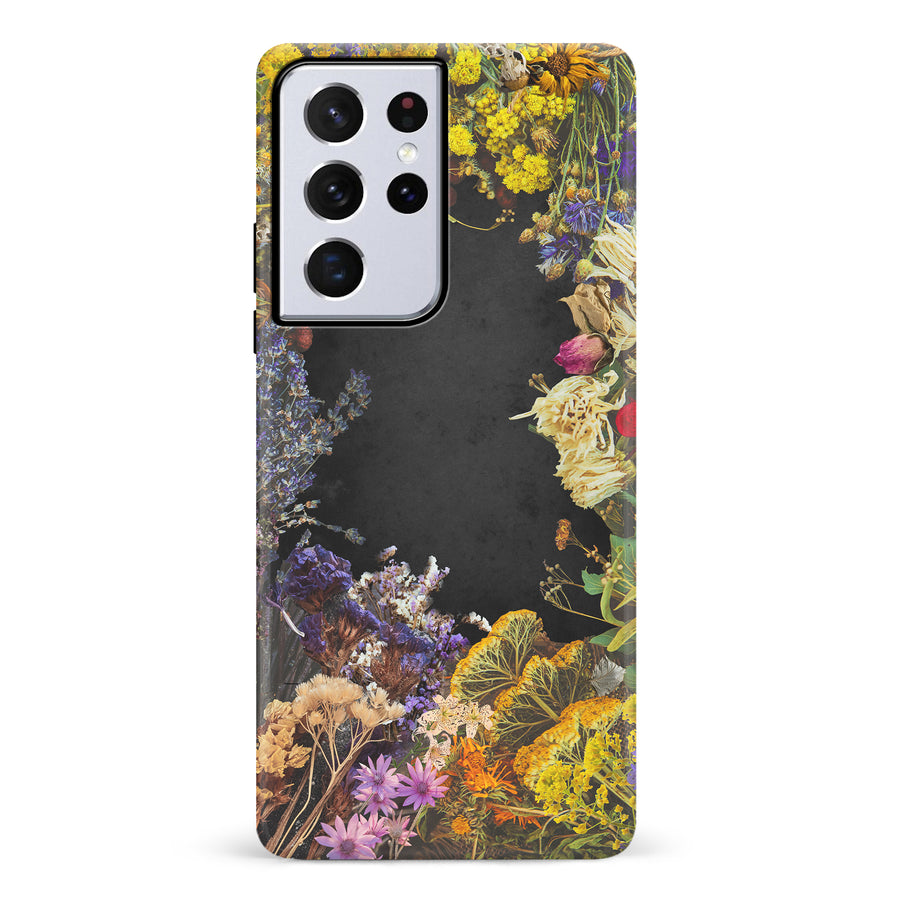 Samsung Galaxy S21 Ultra Dried Flowers Phone Case in Black