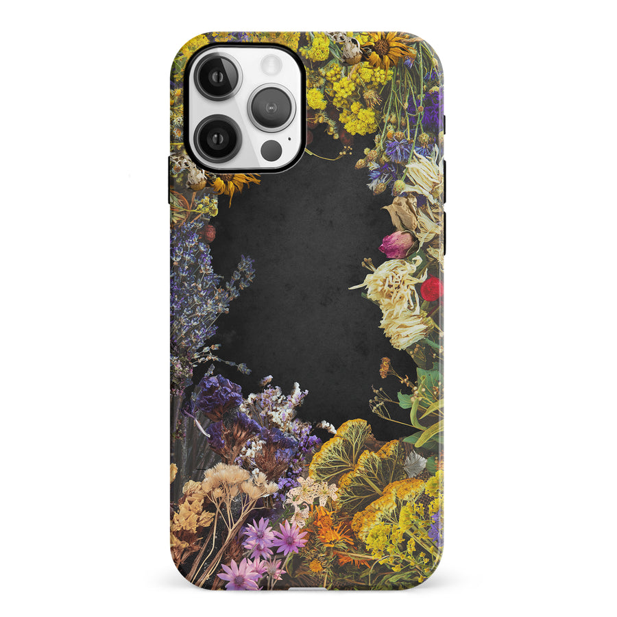 iPhone 12 Dried Flowers Phone Case in Black