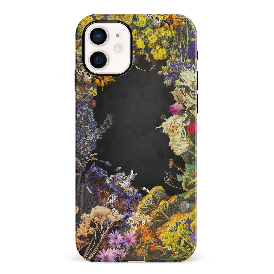 iPhone 12 Mini Dried Flowers Phone Case in Black