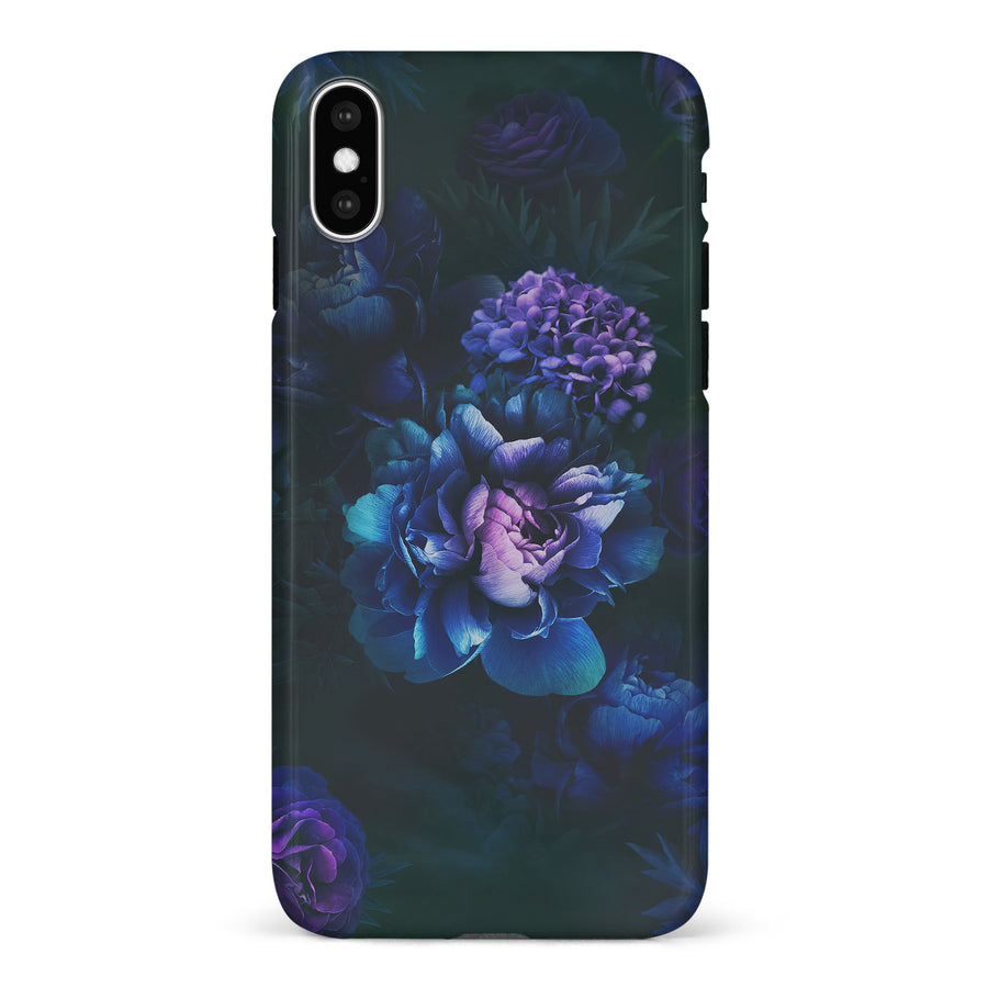 iPhone X/XS Blue Rose Phone Case in Dark Green