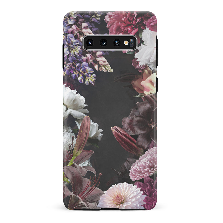 Samsung Galaxy S10 Flower Garden Phone Case in Black