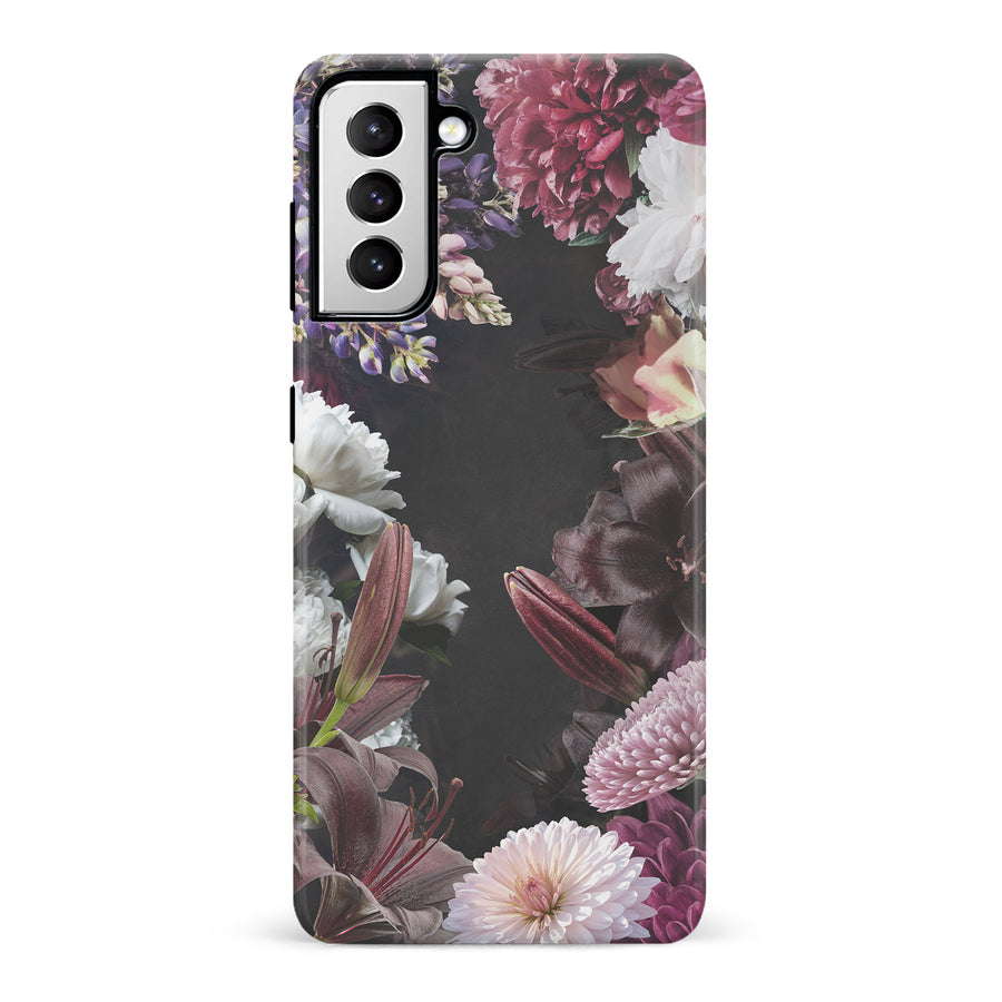 Samsung Galaxy S21 Flower Garden Phone Case in Black
