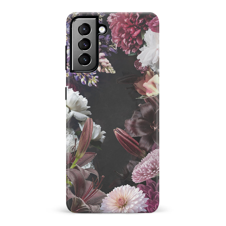 Samsung Galaxy S21 Plus Flower Garden Phone Case in Black