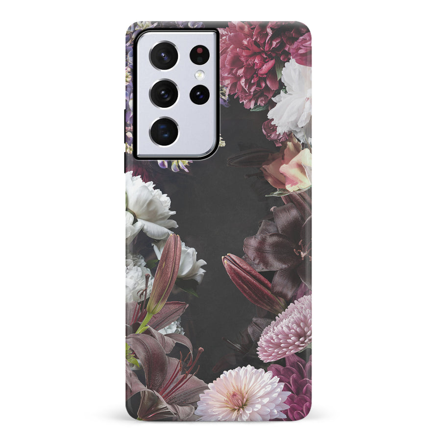 Samsung Galaxy S21 Ultra Flower Garden Phone Case in Black