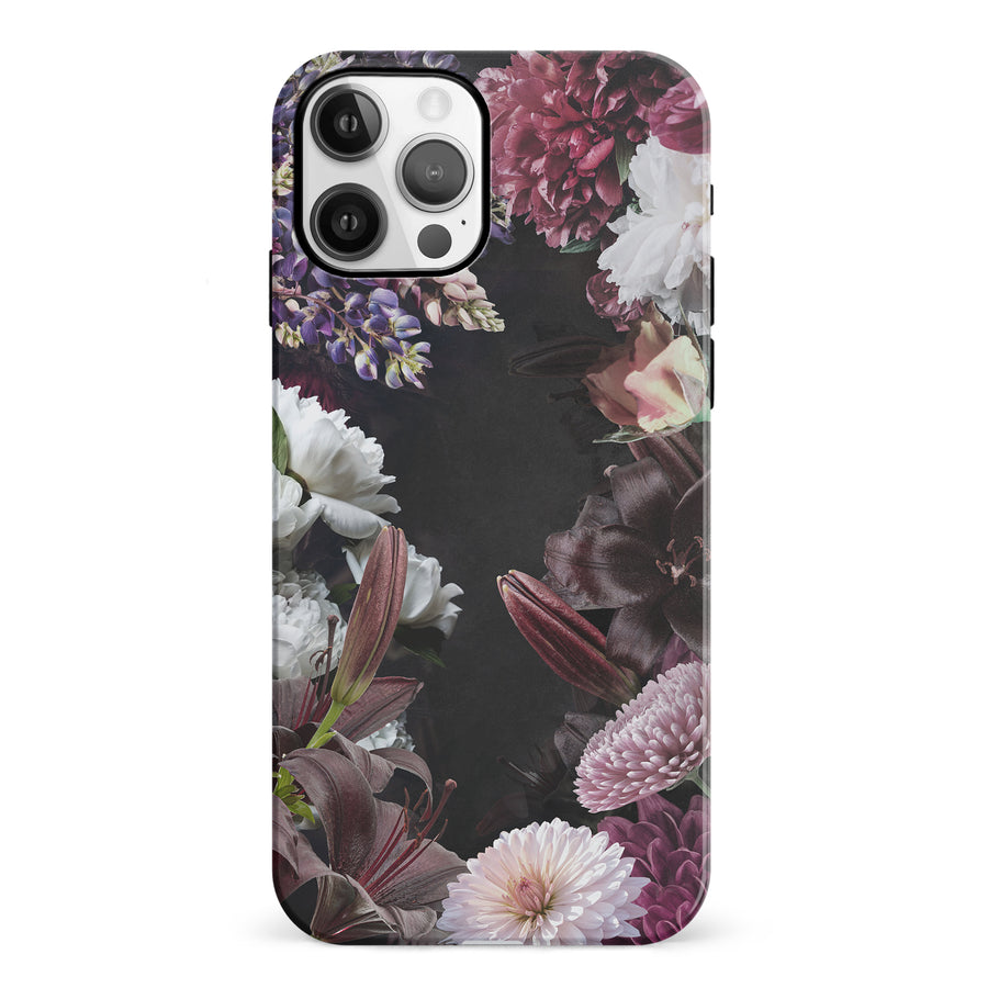 iPhone 12 Flower Garden Phone Case in Black