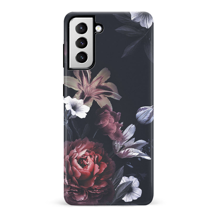 Samsung Galaxy S21 Flower Garden Phone Case in Black