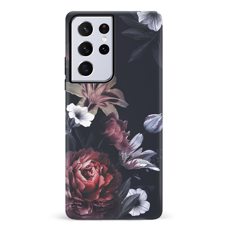 Samsung Galaxy S21 Ultra Flower Garden Phone Case in Black