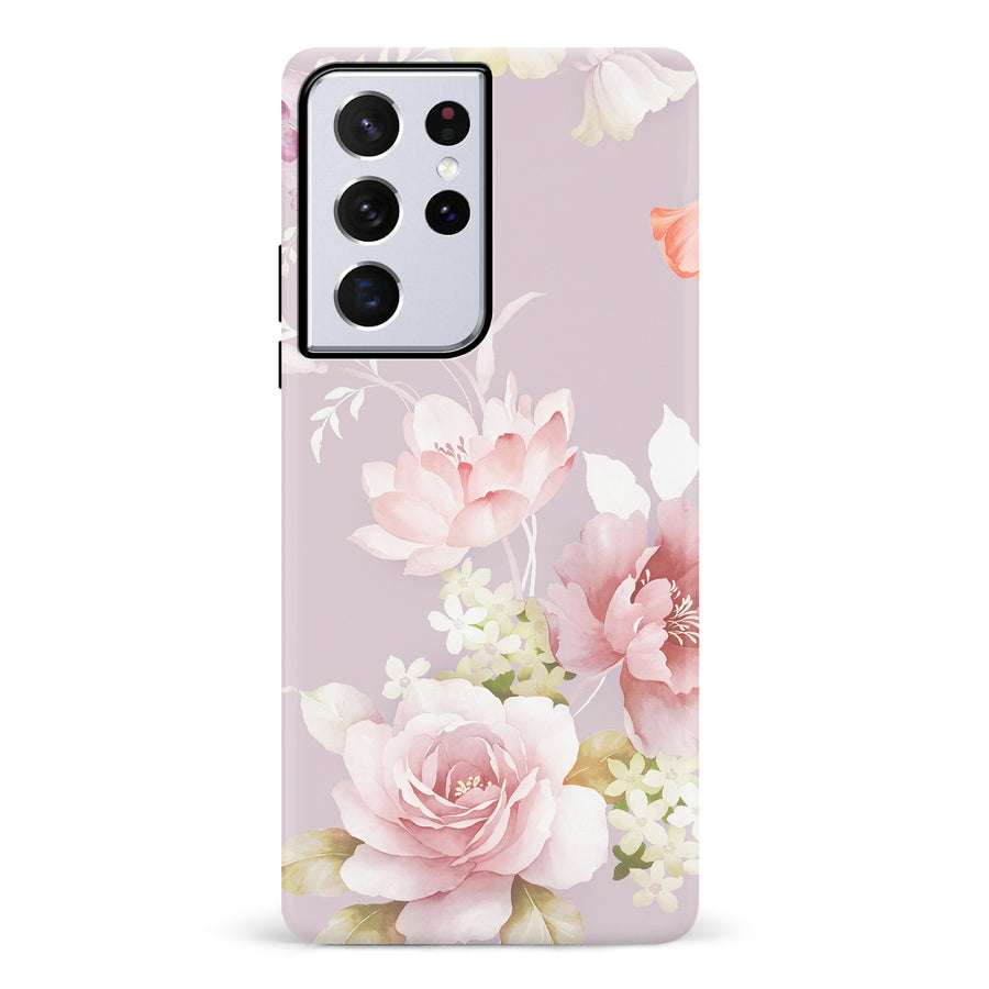 Samsung Galaxy S21 Ultra Pink Floral Phone Case