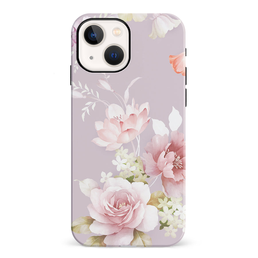iPhone 13 Mini Pink Floral Phone Case