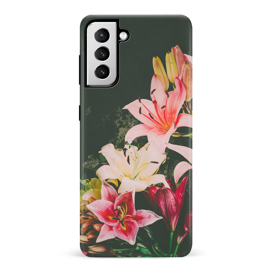 Samsung Galaxy S21 Lily Phone Case in Black