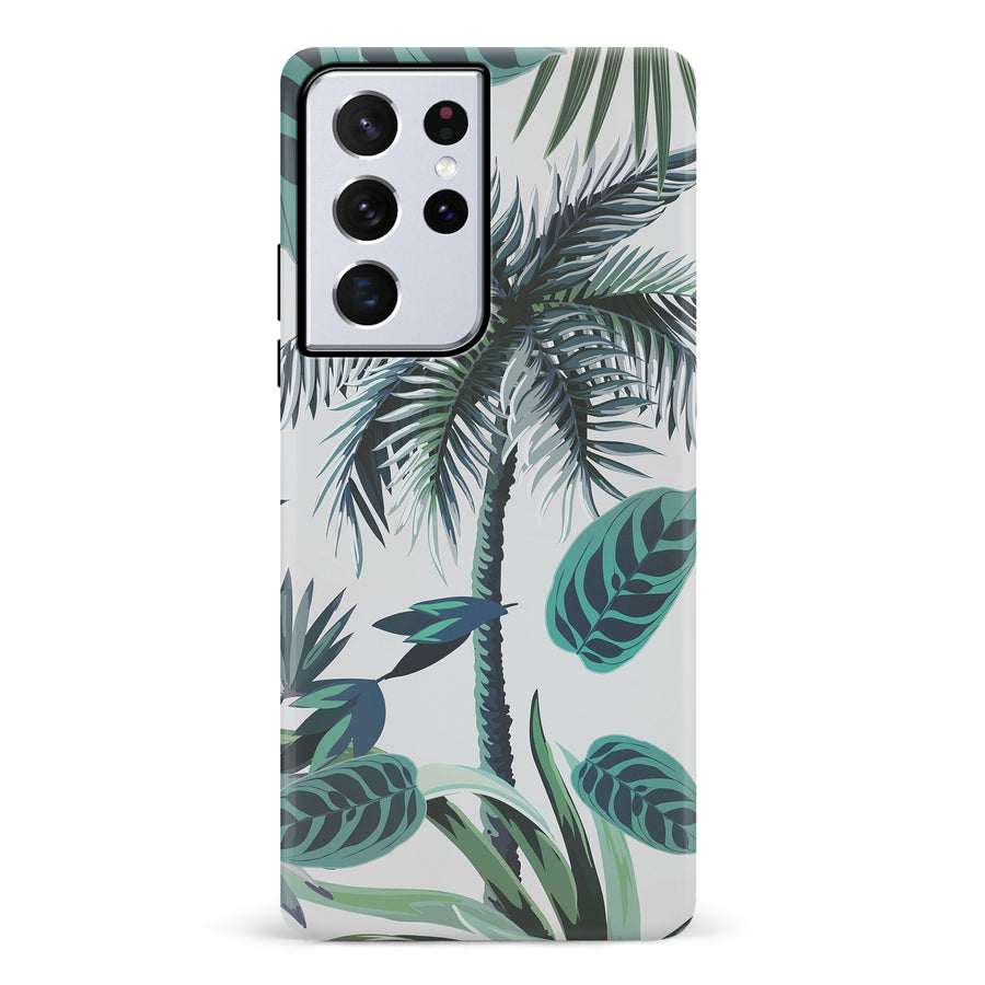 Samsung Galaxy S21 Ultra Coconut Tree Phone Case in White