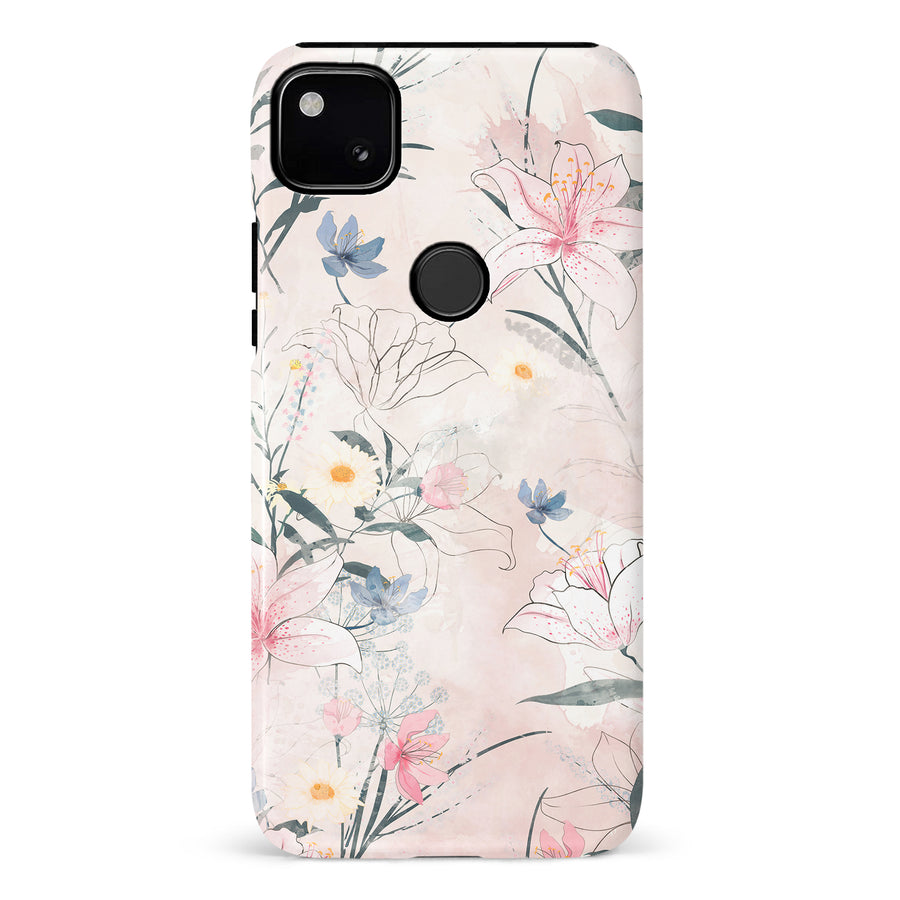 Google Pixel 4A Tropical Arts Phone Case in Pink