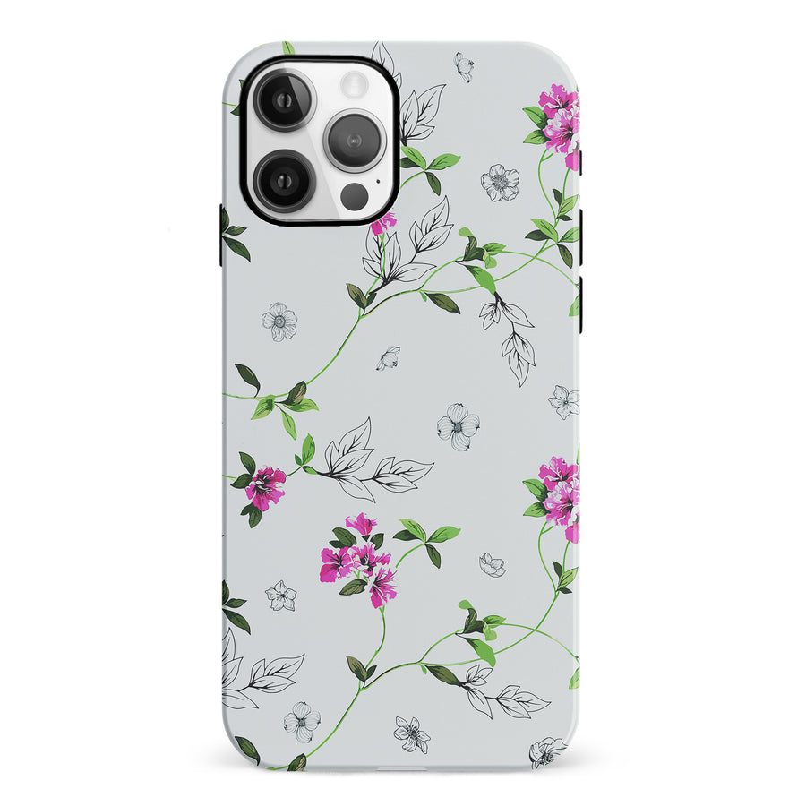iPhone 12 Bougainvillea  Phone Case in White