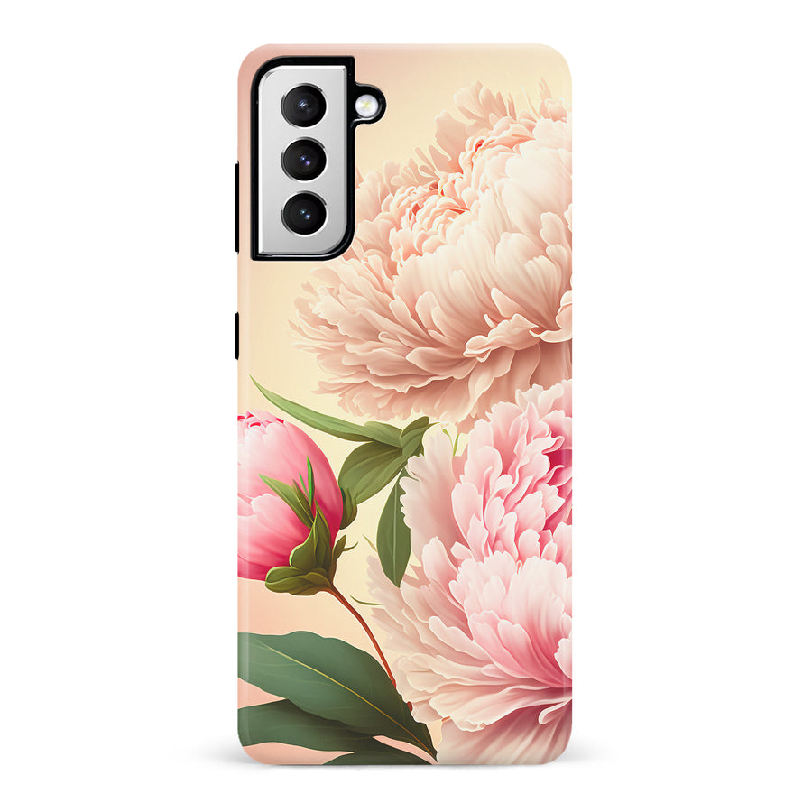 Samsung Galaxy S21 Peonies Phone Case in Pink