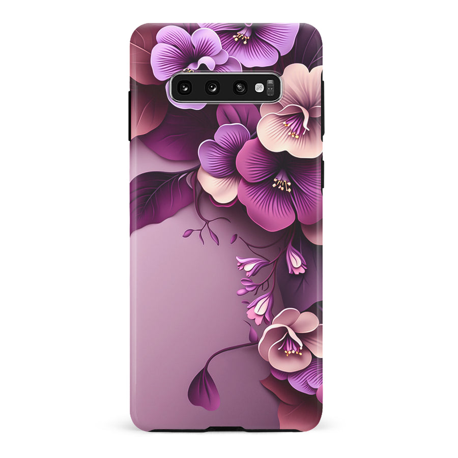 Samsung Galaxy S10 Plus Hibiscus Phone Case in Purple