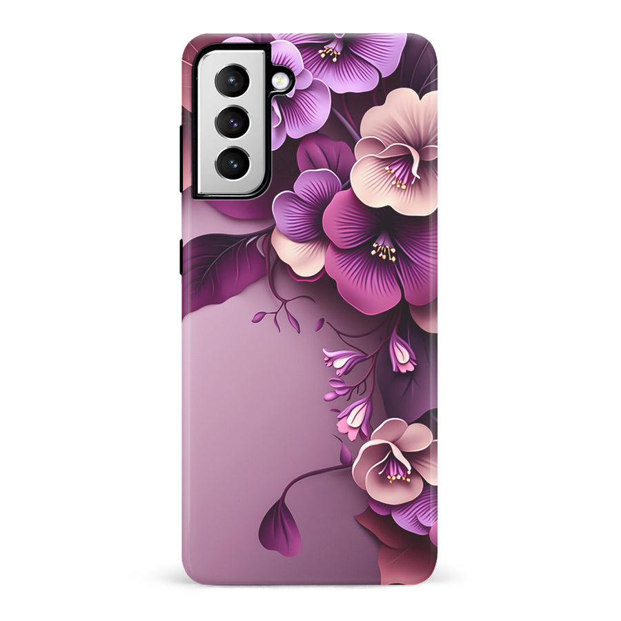 Samsung Galaxy S21 Hibiscus Phone Case in Purple
