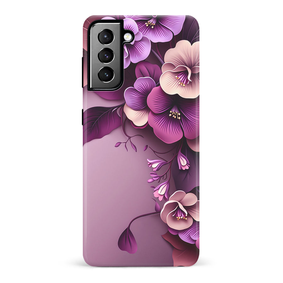 Samsung Galaxy S21 Plus Hibiscus Phone Case in Purple