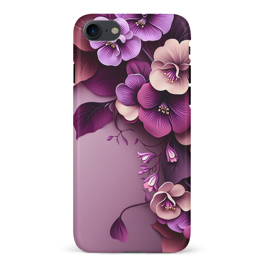 iPhone 7/8/SE Hibiscus Phone Case in Purple