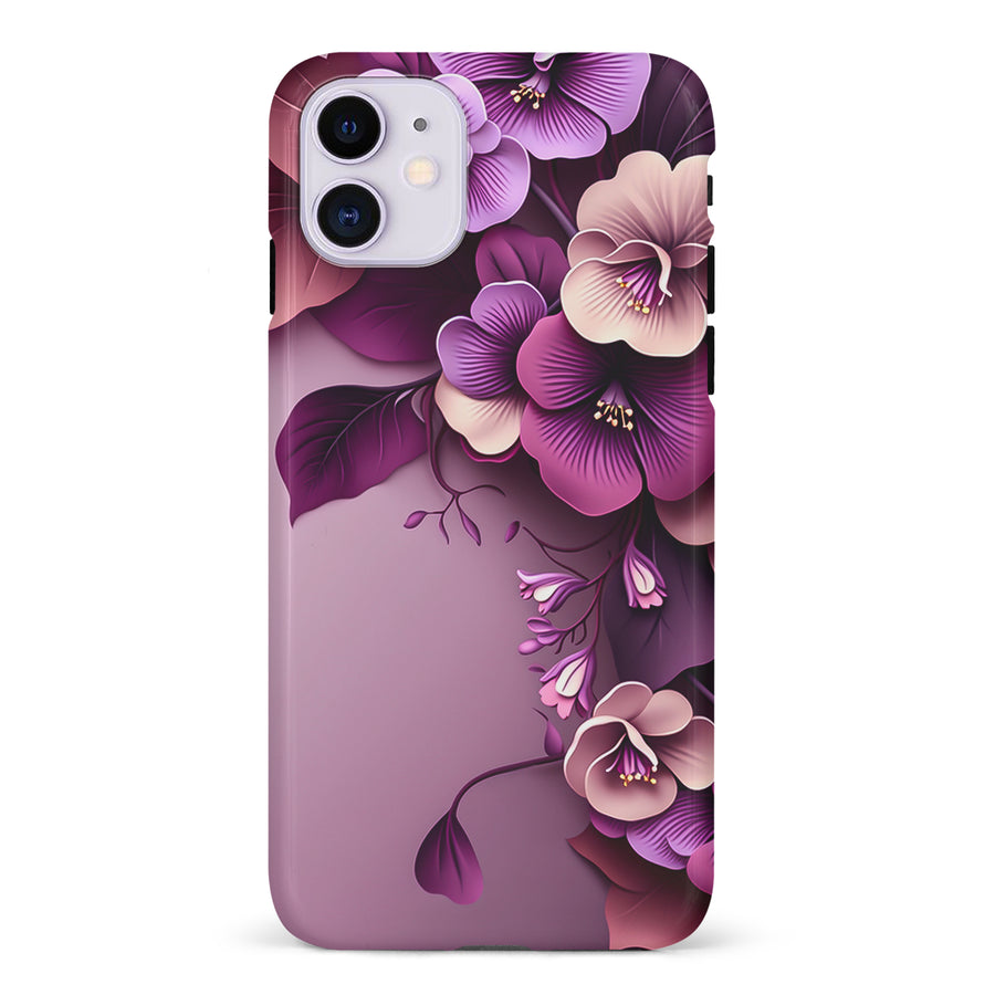 iPhone 11 Hibiscus Phone Case in Purple