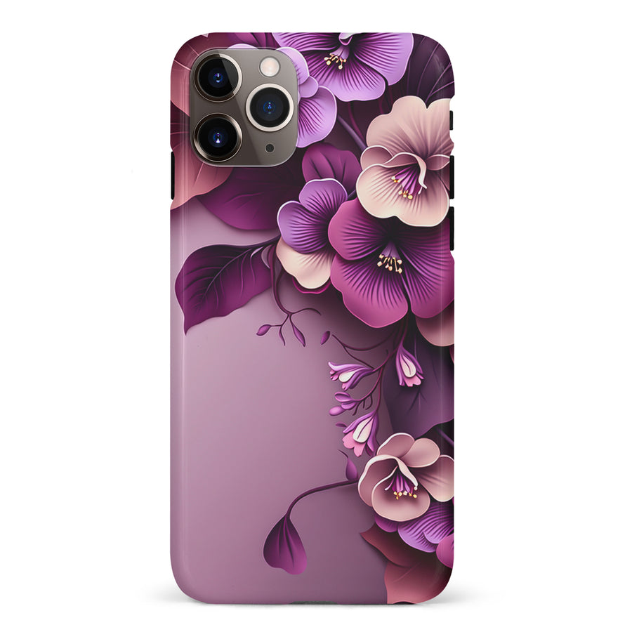 iPhone 11 Pro Max Hibiscus Phone Case in Purple