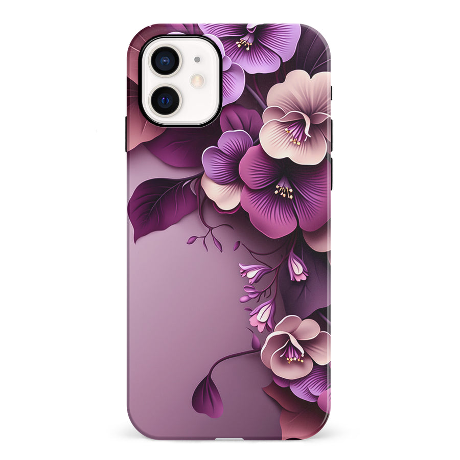 iPhone 12 Mini Hibiscus Phone Case in Purple