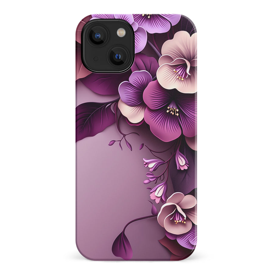 iPhone 14 Hibiscus Phone Case in Purple