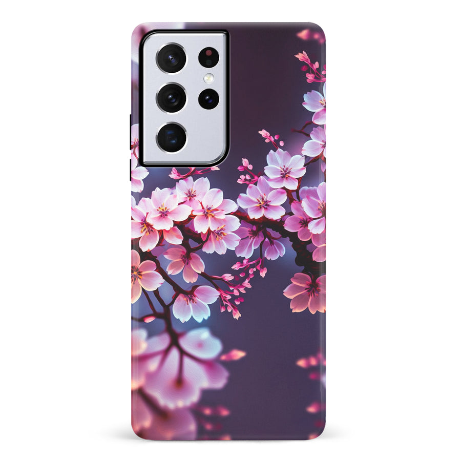 Samsung Galaxy S21 Ultra Cherry Blossom Phone Case in Purple