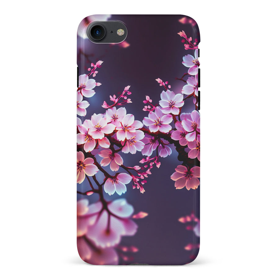 iPhone 7/8/SE Cherry Blossom Phone Case in Purple