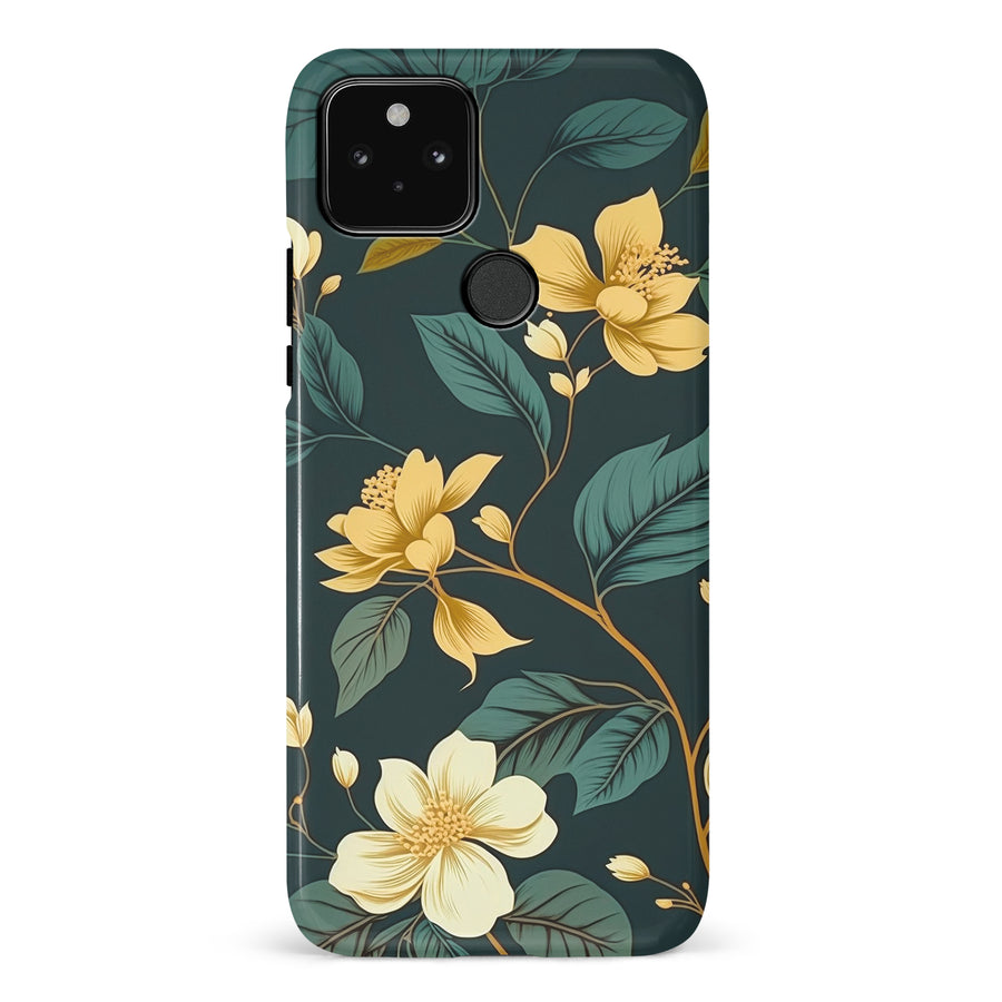 Google Pixel 5 Floral Phone Case in Green