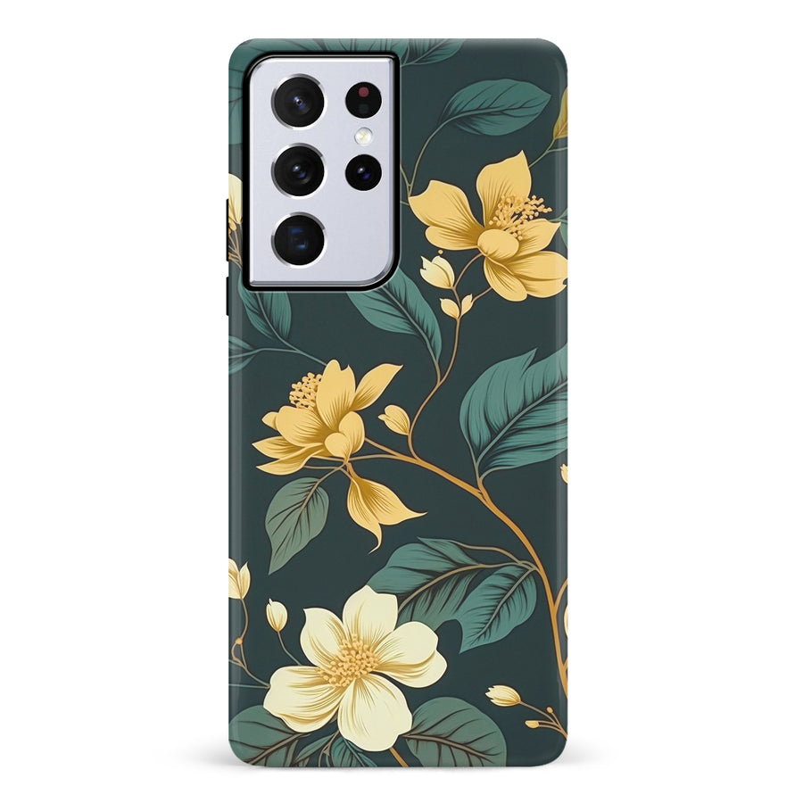 Samsung Galaxy S21 Ultra Floral Phone Case in Green