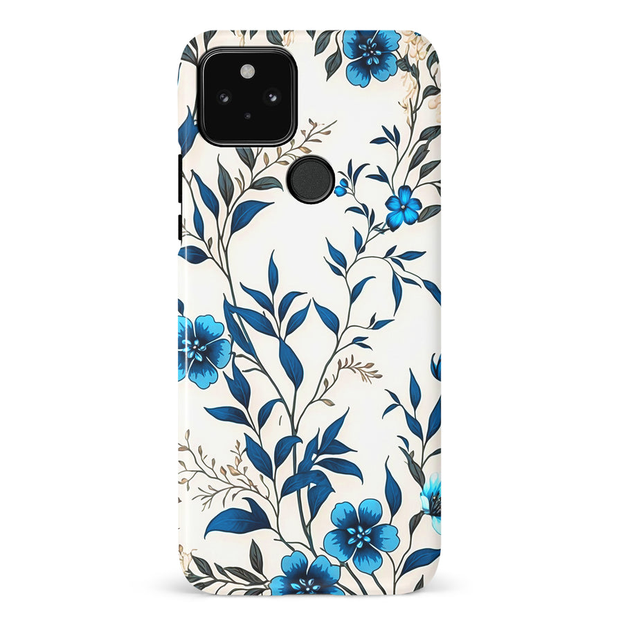 Google Pixel 5 Blue Hibiscus Phone Case in White