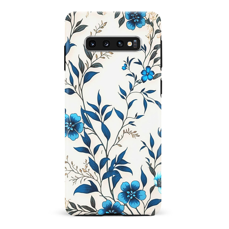 Samsung Galaxy S10 Blue Hibiscus Phone Case in White