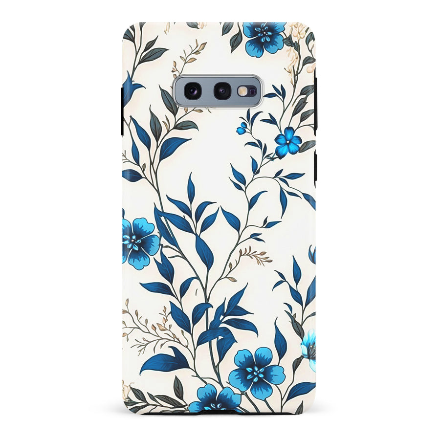 Samsung Galaxy S10e Blue Hibiscus Phone Case in White