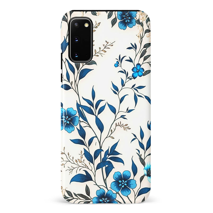 Samsung Galaxy S20 Blue Hibiscus Phone Case in White