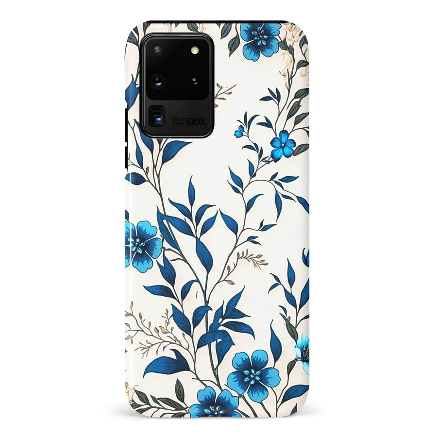 Samsung Galaxy S20 Ultra Blue Hibiscus Phone Case in White