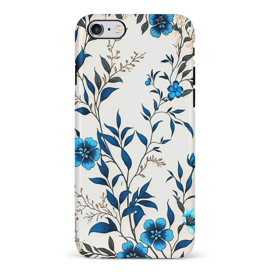 iPhone 6 Blue Hibiscus Phone Case in White