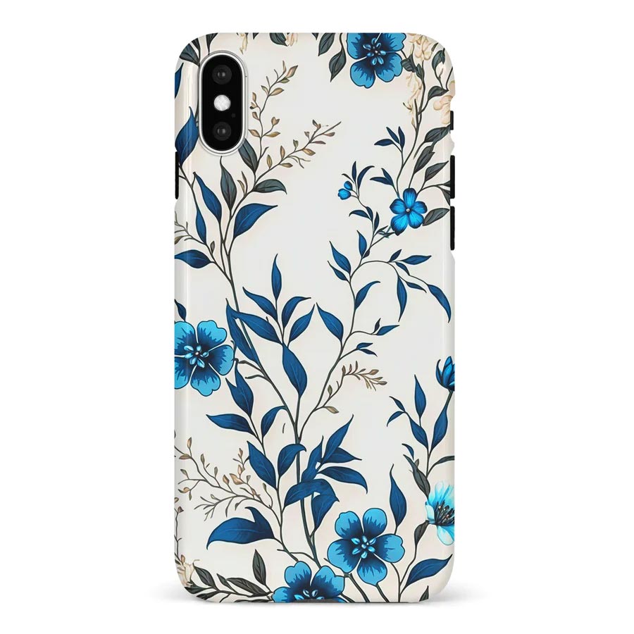 iPhone X/XS Blue Hibiscus Phone Case in White