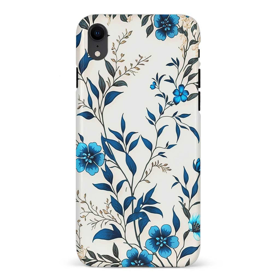 iPhone XR Blue Hibiscus Phone Case in White