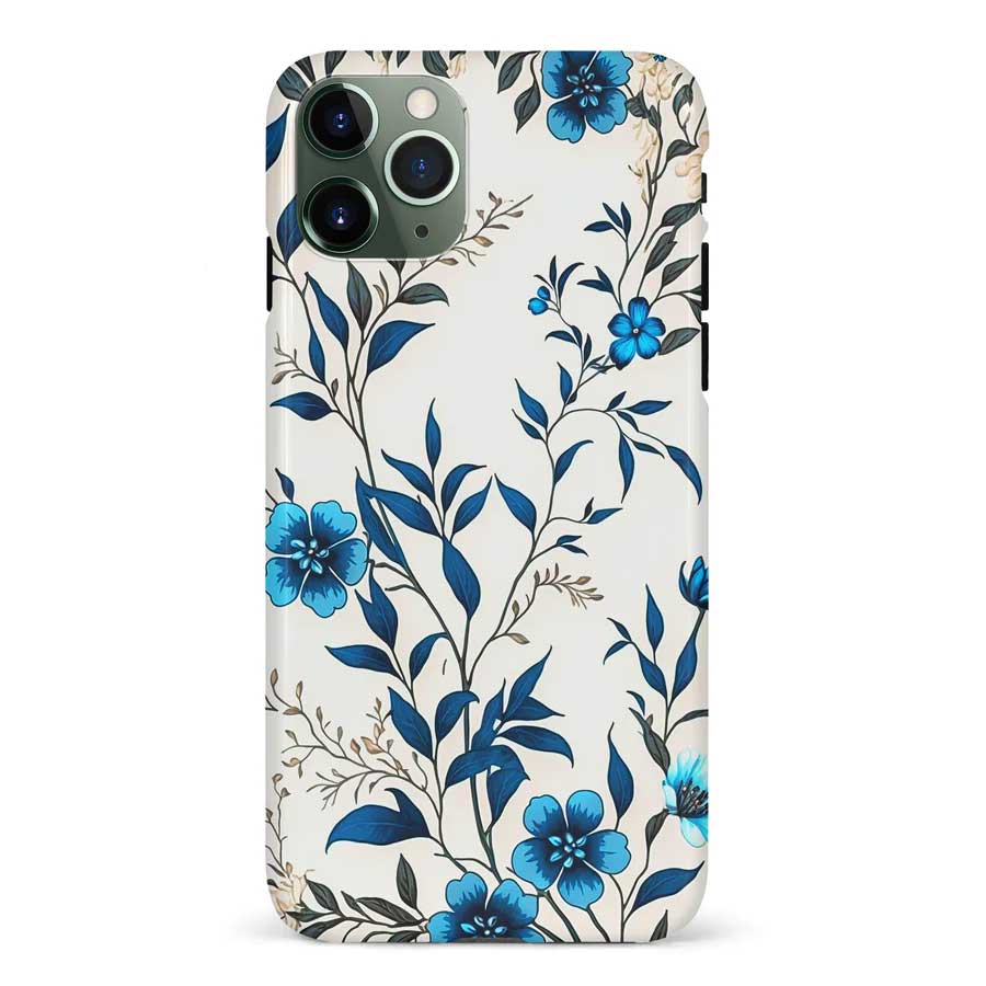 iPhone 11 Pro Blue Hibiscus Phone Case in White