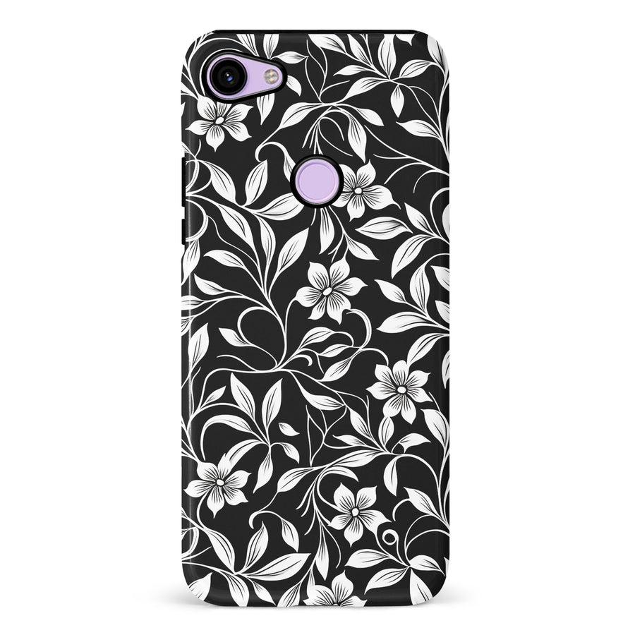 Google Pixel 3 Monochrome Floral Phone Case in Black and White