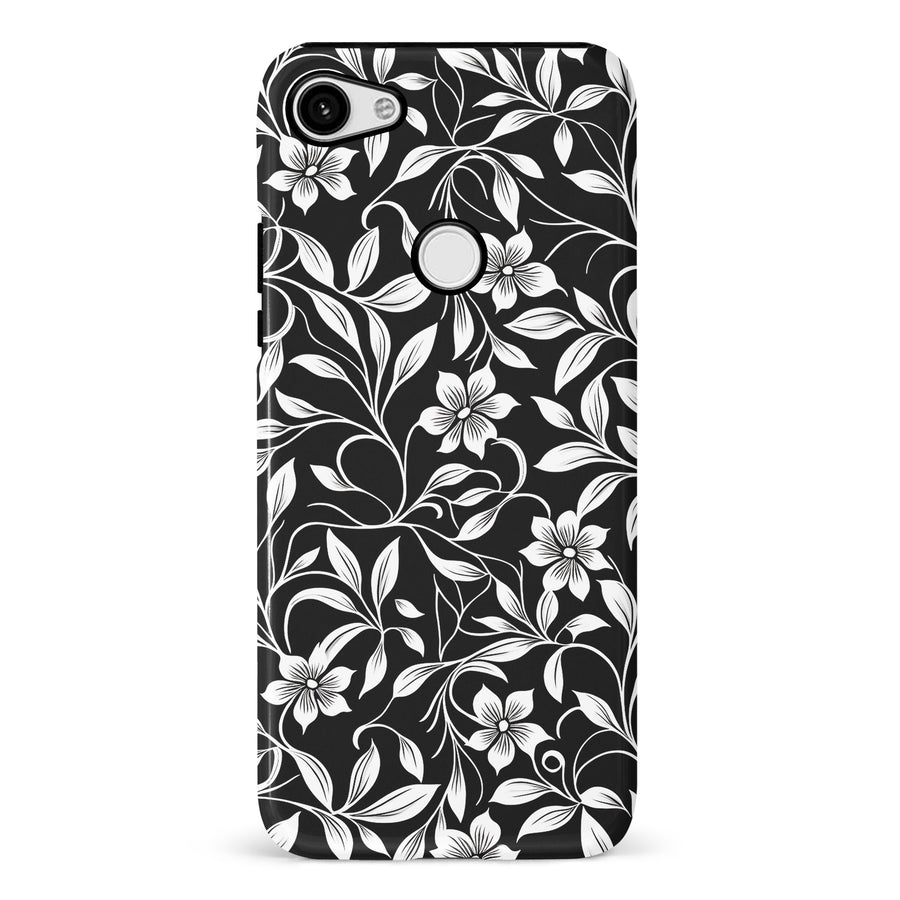 Google Pixel 3 XL Monochrome Floral Phone Case in Black and White