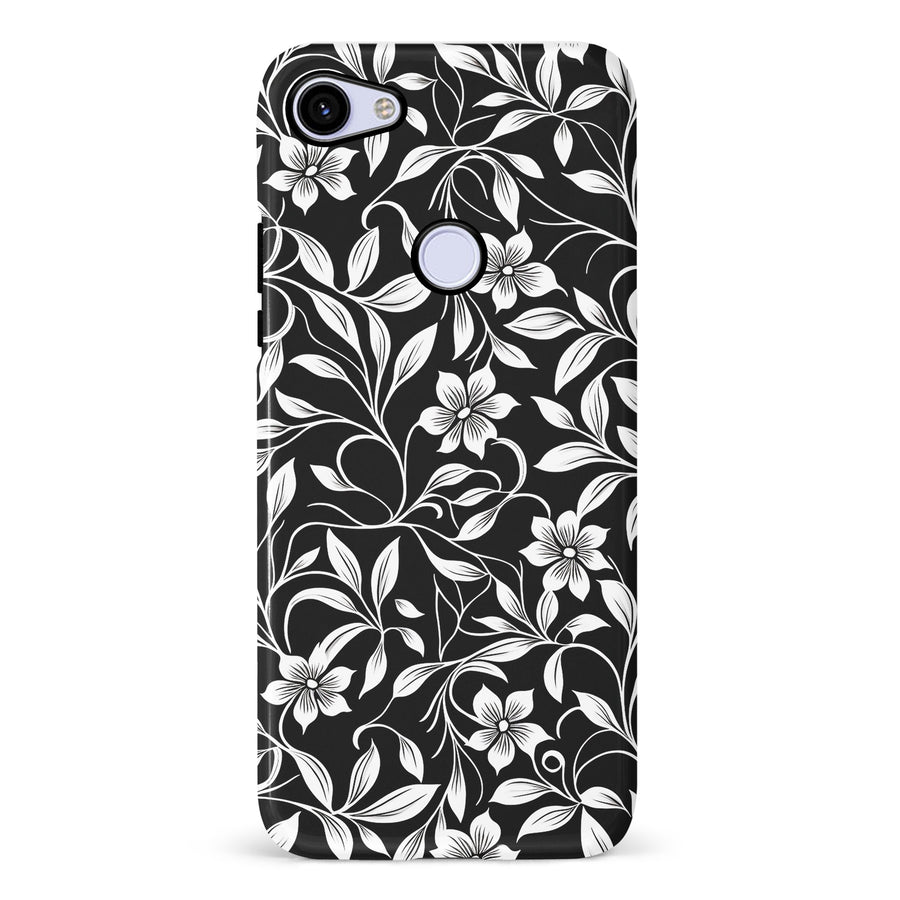 Google Pixel 3A Monochrome Floral Phone Case in Black and White